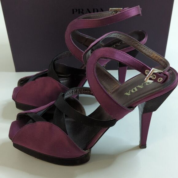 Prada Satin Platforms Peep Toe Size 8 1/2 - Picture 10 of 10